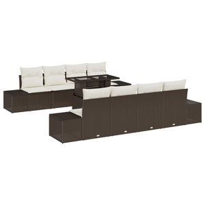 vidaXL Gartensofa-set mit Kissen mit Speicher 9 pcs Braun und Creme