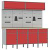 vidaXL Arbeitsschrankset mit Schubladen mit Speicher 10 pcs Rot