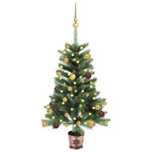 vidaXL K&uuml;nstlicher Weihnachtsbaum mit Beleuchtung Kugeln 240 cm Gr&uuml;n