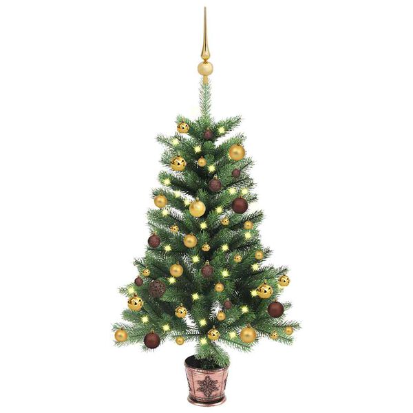 vidaXL K&uuml;nstlicher Weihnachtsbaum mit Beleuchtung & Kugeln 65 cm Gr&uuml;n