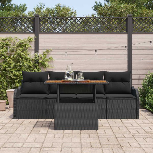 vidaXL Gartensofa-set mit Speicher 5 pcs Schwarz Poly-Rattan
