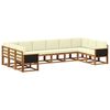 vidaXL Outdoor-Sofagarnitur 10 pcs Natur und Creme Massivholz Akazie