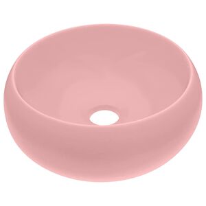 vidaXL Luxuri&ouml;ses Waschbecken Rund Matt Rosa 40x15 cm Keramik