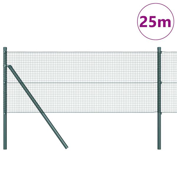 vidaXL Zaunpfosten Gr&uuml;n 25 x 0,5 m (16 x 16 mm Netz) Stahl