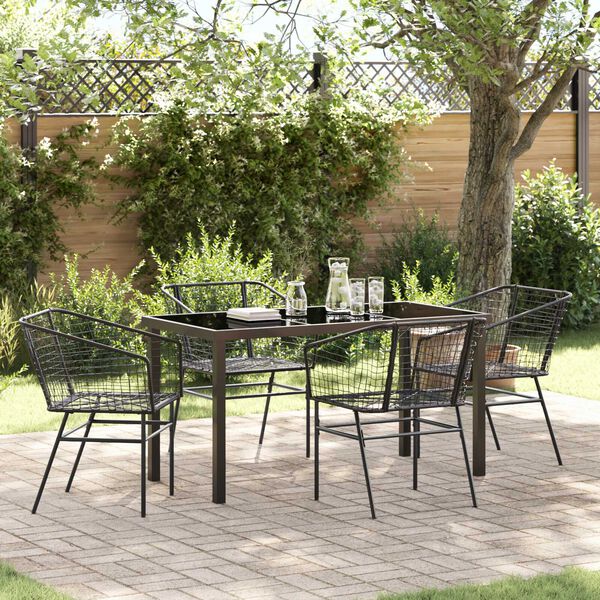 vidaXL Garten Essgruppe 5 pcs Schwarz Poly-Rattan