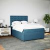 vidaXL Boxspringbett mit Matratze Blau 140x200 cm Samt