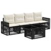 vidaXL Gartensofa-set 5 stk. Schwarz und Cremewei&szlig; Poly-Rattan