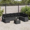 vidaXL Sofa Set mit Kissen mit Speicher 9 pcs Schwarz Poly-Rattan