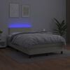 vidaXL Boxspringbett mit Matratze & LED Creme 120x200 cm Kunstleder