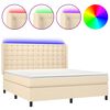 vidaXL Boxspringbett mit Matratze & LED Creme 160x200 cm Stoff