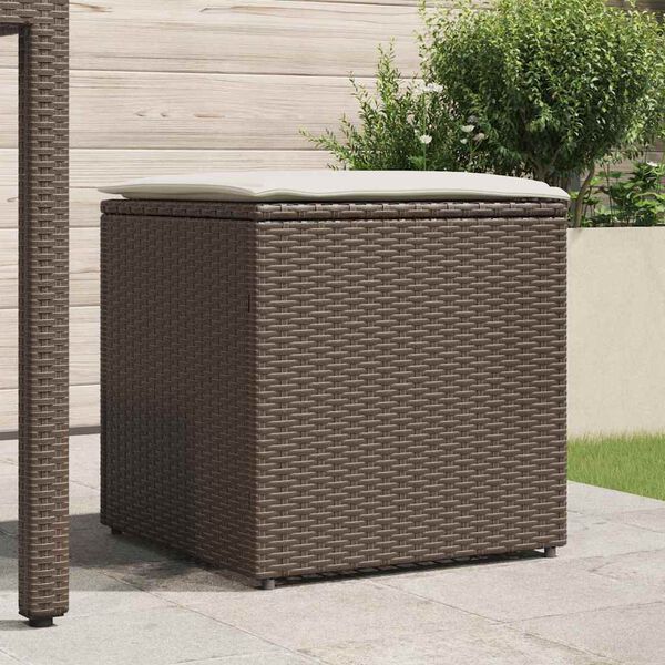 vidaXL Kissenbox mit Speicher Braun 50 x 50 x 50 cm Poly-Rattan