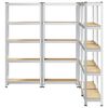 vidaXL Lagerregale mit 5 B&ouml;den 4 Stk. Silbern Stahl & Holzwerkstoff