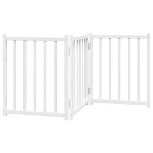 vidaXL 3-tlg. Hundetor Faltbar Wei&szlig; 150 cm Massivholz Tanne