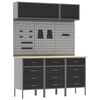 vidaXL Arbeitsschrankset mit Schubladen mit Speicher 8 pcs Schwarz
