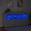 vidaXL Sideboard mit LED-Leuchten Grau Sonoma 202x37x100 cm