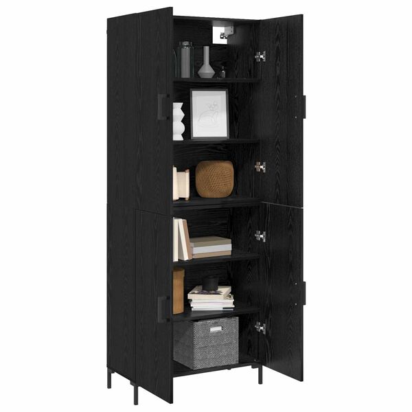 vidaXL Highboard Schwarz Eichen-Optik 69,5 x 34 x 180 cm Holzwerkstoff