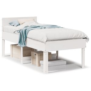 vidaXL Massivholzbett ohne Matratze Wei&szlig; 75x190 cm Kiefernholz