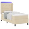 vidaXL LED Boxspringbett mit Matratze Creme 90 x 200 cm Stoff