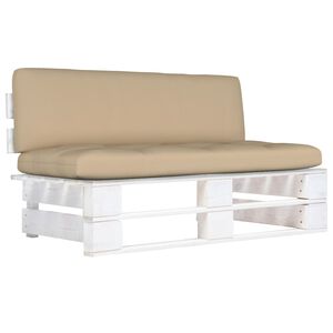 vidaXL Outdoor-Mittelsofa Paletten Kiefernholz Impr&auml;gniert Wei&szlig;