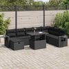 vidaXL 9-tlg. Garten-Sofagarnitur mit Kissen Schwarz Poly Rattan