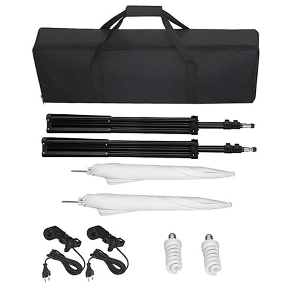 vidaXL Fotostudio-Set mit Schwarzem Hintergrund 600×300 & Leuchten