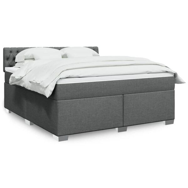 vidaXL Boxspringbett mit Matratze Dunkelgrau 180x200 cm Stoff