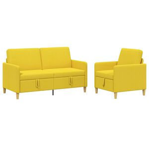 vidaXL Sofa Set mit Stauraum 2 stk. Helles Gelb Polyester