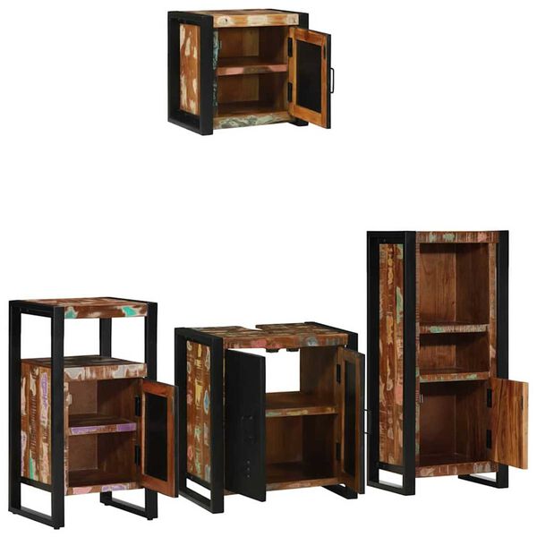 vidaXL Badezimmermöbel-Set 4 pcs Braun Massives upgecyceltes Holz