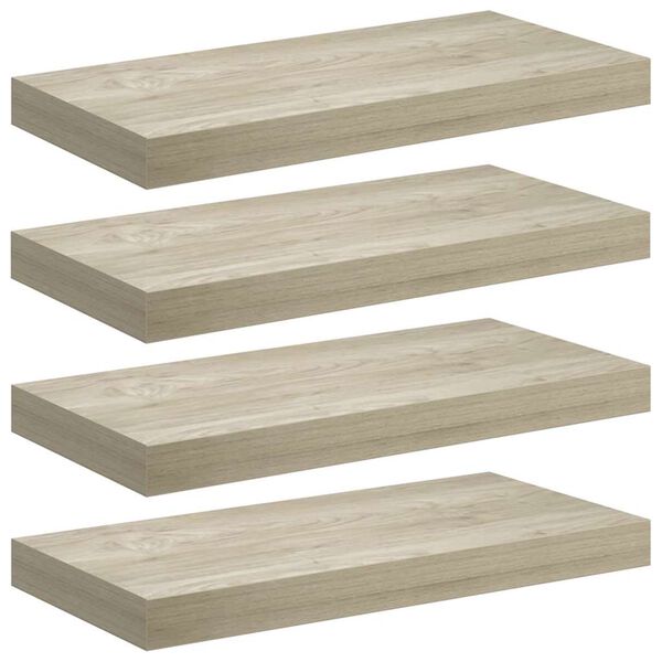 vidaXL Schwebende Wandregale 4 Stk. Eichefarben 50x23x3,8cm MDF