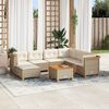 vidaXL 8-tlg. Garten-Sofagarnitur mit Kissen Beige Poly Rattan