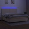 vidaXL Boxspringbett mit Matratze & LED Creme 200x200 cm Stoff
