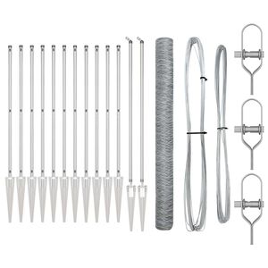 vidaXL Zaunpfosten Silber 25 x 1,5 m (50 mm Maschen) Stahl