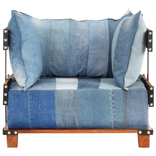 vidaXL Sessel 80x67x62 cm Jeansstoff und Mango-Massivholz