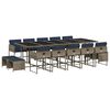 vidaXL 15-teiliges Garten-Ess-Set mit Kissen, grau, Polyrattan