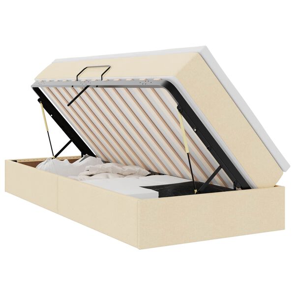 vidaXL Aufbewahrungsbett mit Matratze Creme 100 x 200 cm Polyester