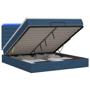 vidaXL Ottoman-Bett mit Matratze und LED Blau 180 x 200 cm Stoff