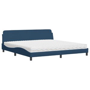 vidaXL Bett mit Matratze "Dover" Blau 200x200 cm Stoff