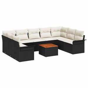 vidaXL Gartensofa-set mit Kissen 10 pcs Schwarz Poly-Rattan