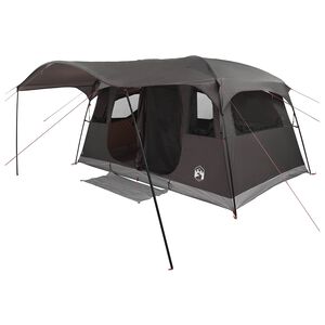 vidaXL Tunnelzelt 10 Personen Braun Grau Polyester und Stahl
