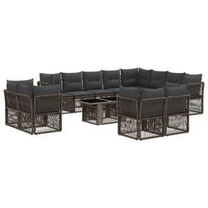 vidaXL Gartensofa-set 13 stk. Grau Poly-Rattan