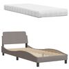 vidaXL Bett mit Matratze Taupe 90x190 cm Stoff