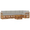 vidaXL Outdoor-Sofagarnitur 7 stk. Nat&uuml;rlich und Hellgrau Polyester