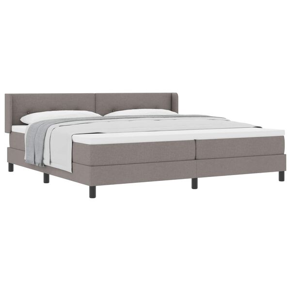 vidaXL Boxspringbett mit Kopfteil Taupe 200 x 200 cm Stoff