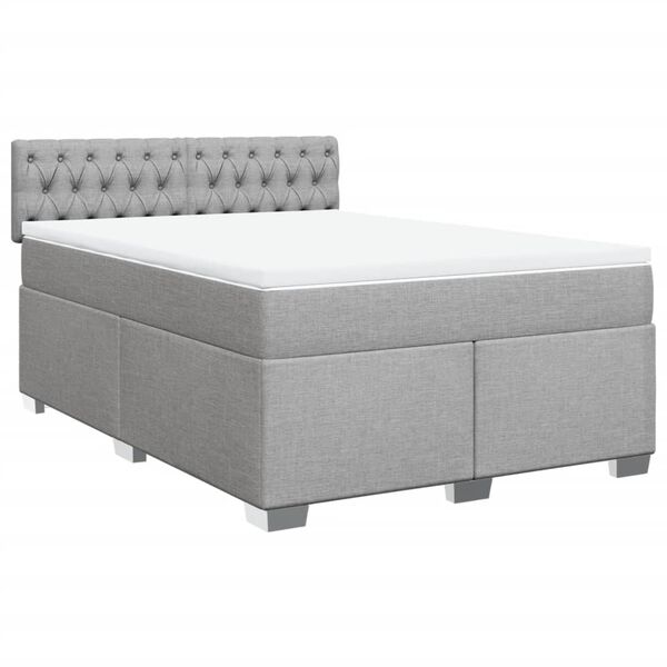 vidaXL Boxspringbett mit Matratze Hellgrau 140x190 cm Stoff