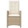vidaXL Gartensessel mit Kissen 2 Stk. Verstellbar Beige Poly Rattan