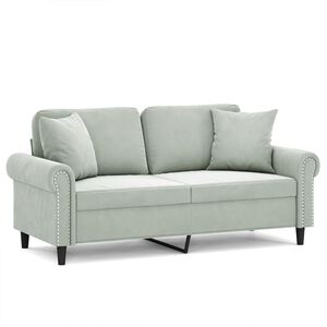 vidaXL 2-Sitzer-Sofa mit Zierkissen Hellgrau 140 cm Samt
