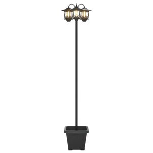 vidaXL 3-Kopf Laternenpfahl Schwarz 32 x 32 x 188 cm Aluminium und ABS