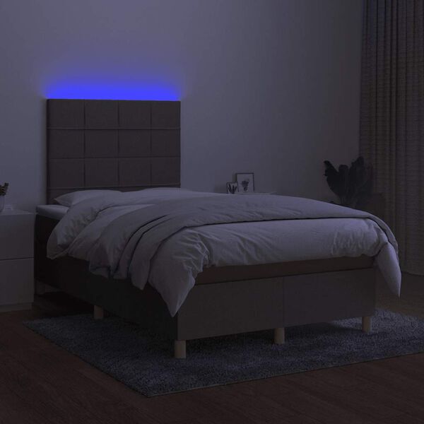 vidaXL Boxspringbett mit Matratze & LED Taupe 120x190 cm Stoff