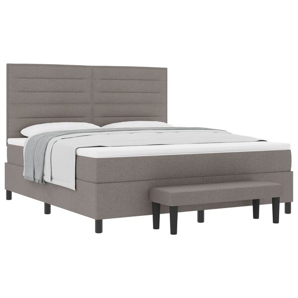 vidaXL Boxspringbett mit Matratze Taupe 180 x 200 cm Stoff