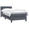 vidaXL Boxspringbett mit Matratze Dunkelgrau 100x220 cm Samt